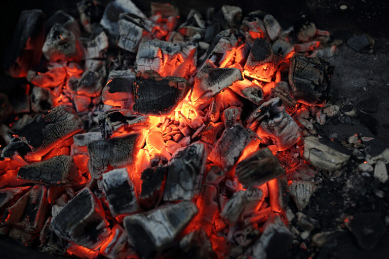 A picture of charcoal burning.